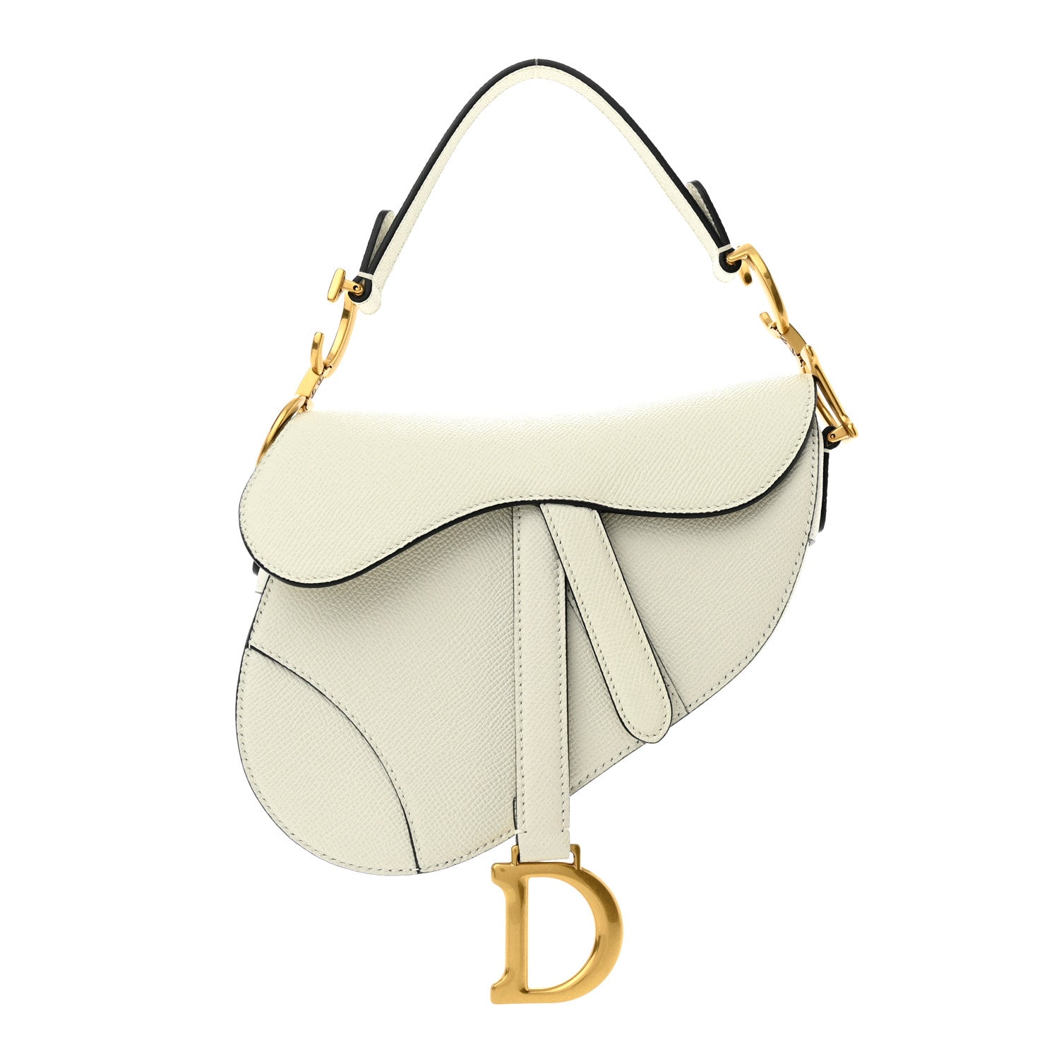 Christian Dior Grained Calfskin Mini Saddle Bag White 1 of 10
