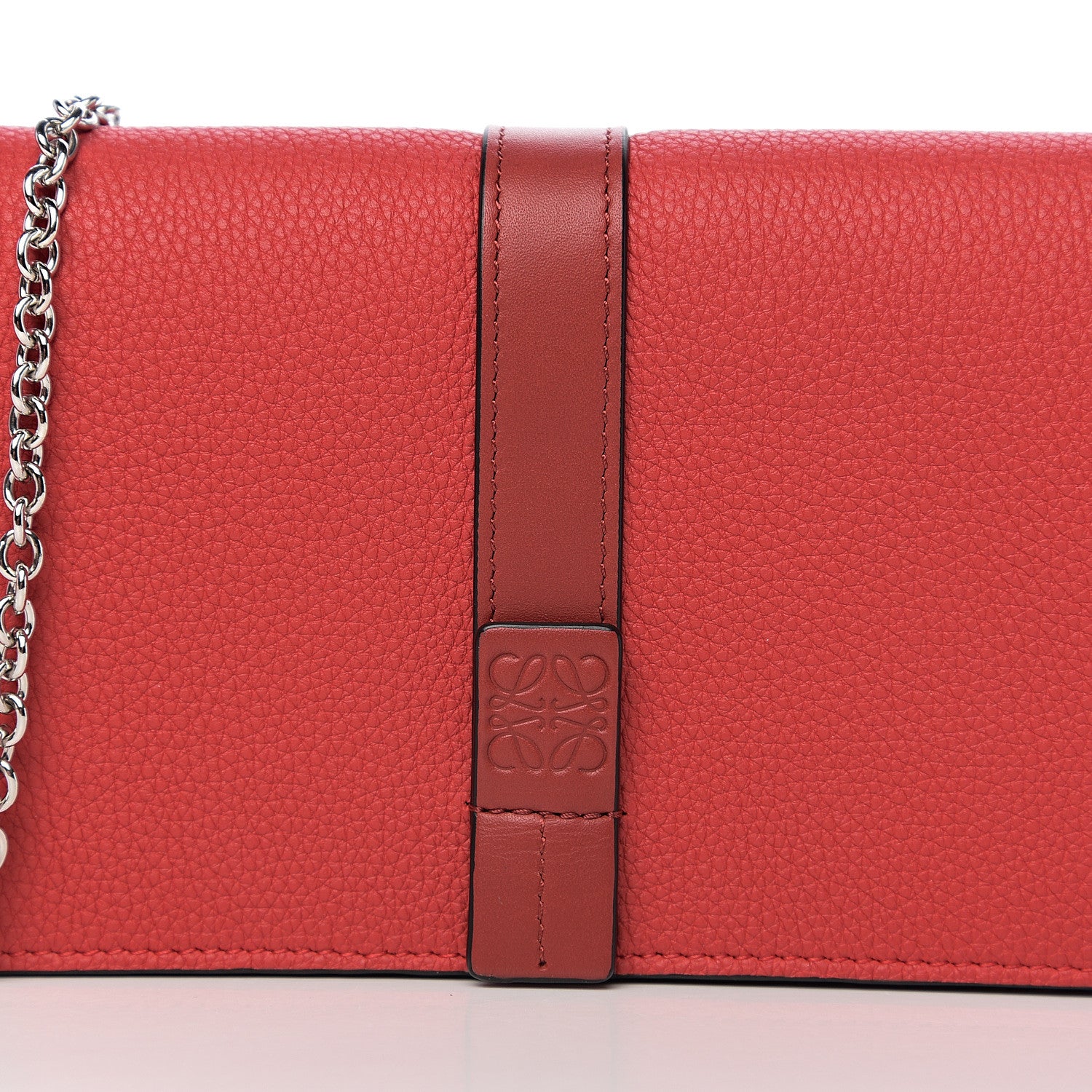 Loewe Grained Calfskin Chain Wallet Burnt Red 9 of 10