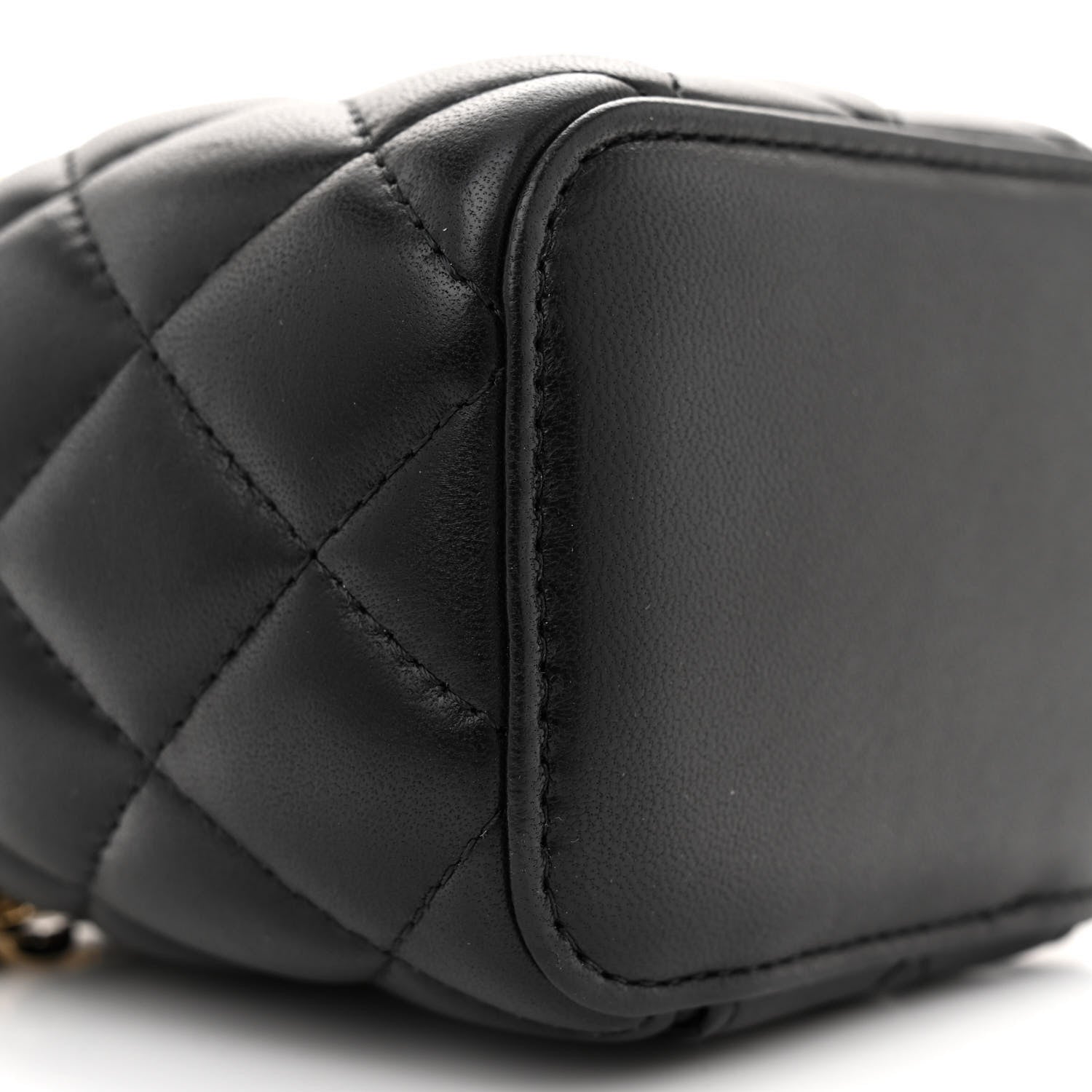 Chanel Lambskin Quilted Mini Pearl Crush Vanity Case With Chain Black 9 of 10