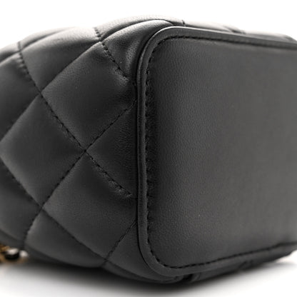 Chanel Lambskin Quilted Mini Pearl Crush Vanity Case With Chain Black 9 of 10