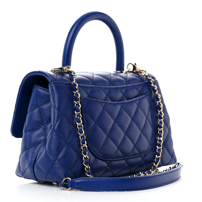 Chanel Caviar Quilted Mini Coco Handle Flap Blue 3 of 10