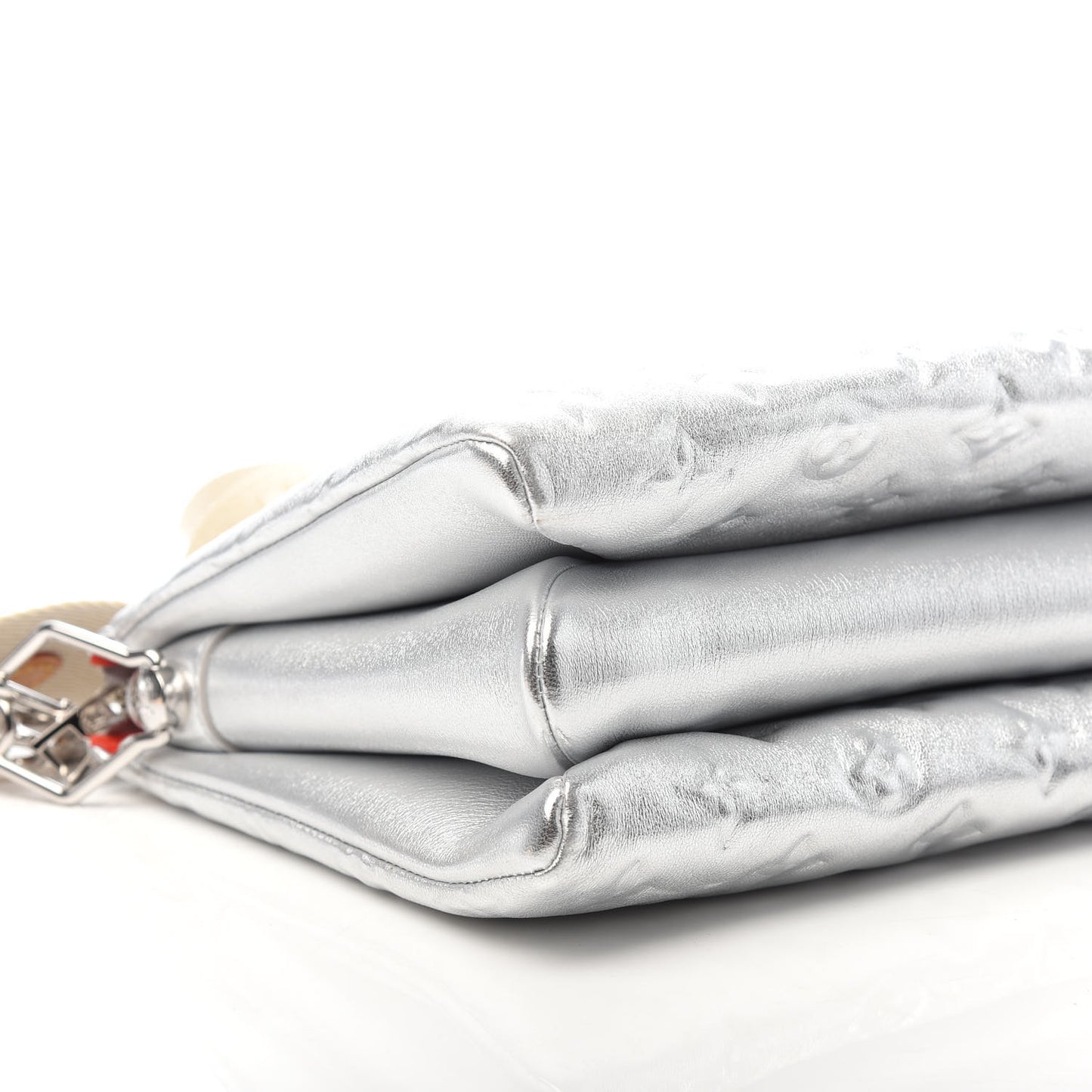 Metallic Lambskin Embossed Monogram Coussin PM Silver