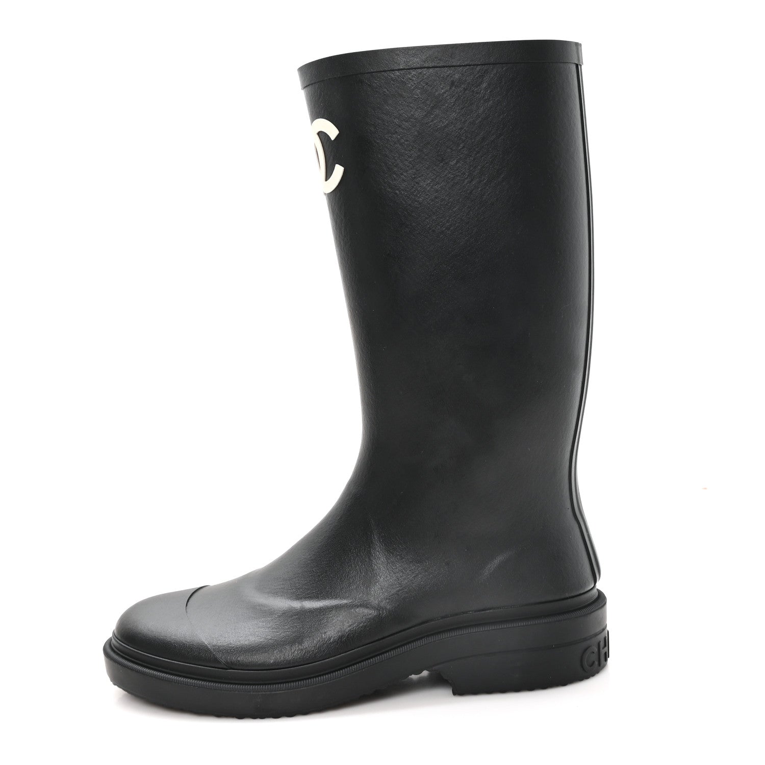 Chanel Caoutchouk CC High Boots 37 Black 1 of 9