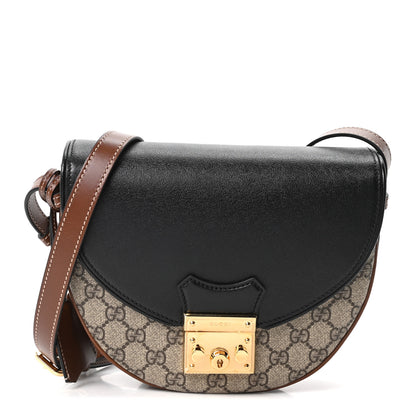 Gucci GG Supreme Monogram Calfskin Small Padlock Messenger Shoulder Bag Beige Black Cuir 1 of 10