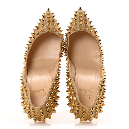 Christian Louboutin Glitter Mini Specchio Follies Spikes 100 Pumps 39.5 Gold 2 of 8