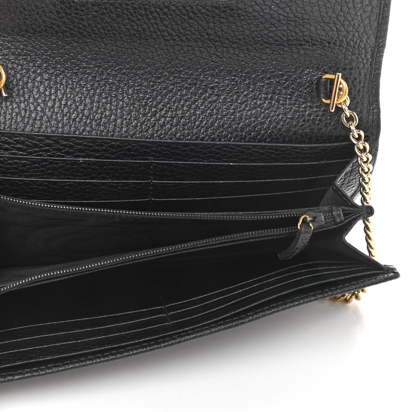 Calfskin Petite GG Marmont Wallet Chain Bag Black
