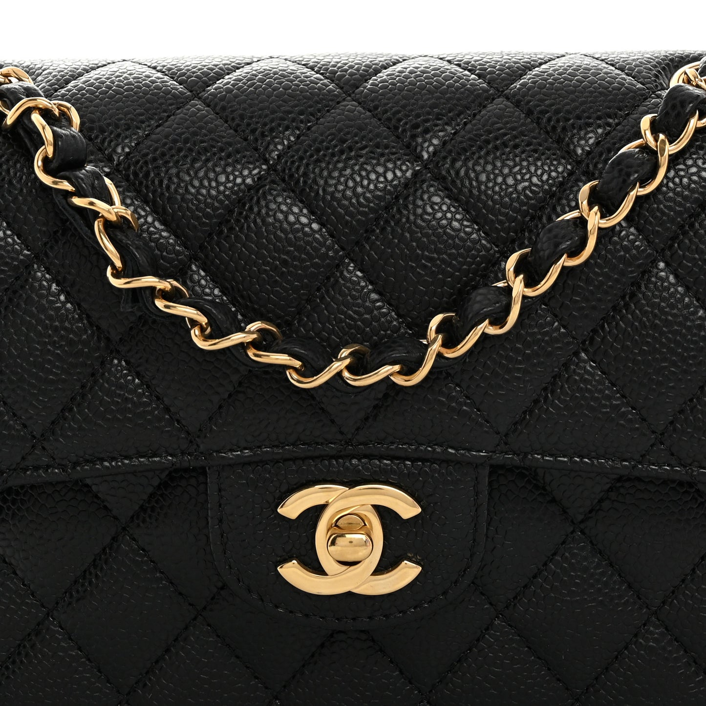 Caviar Quilted Small Double Flap Black