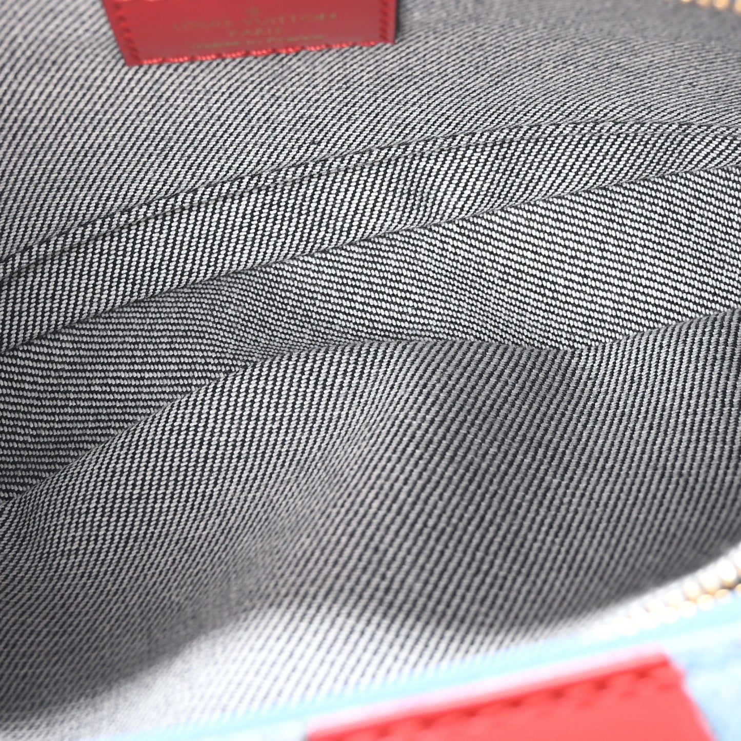 Denim Damier Monogram Patchwork Multi Pochette Accessories Blue Rouge