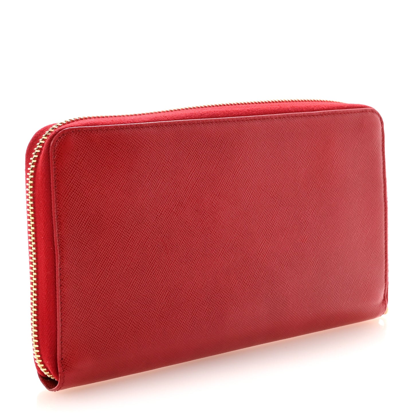Saffiano Triangle Large Zip Around Travel Wallet Fuoco