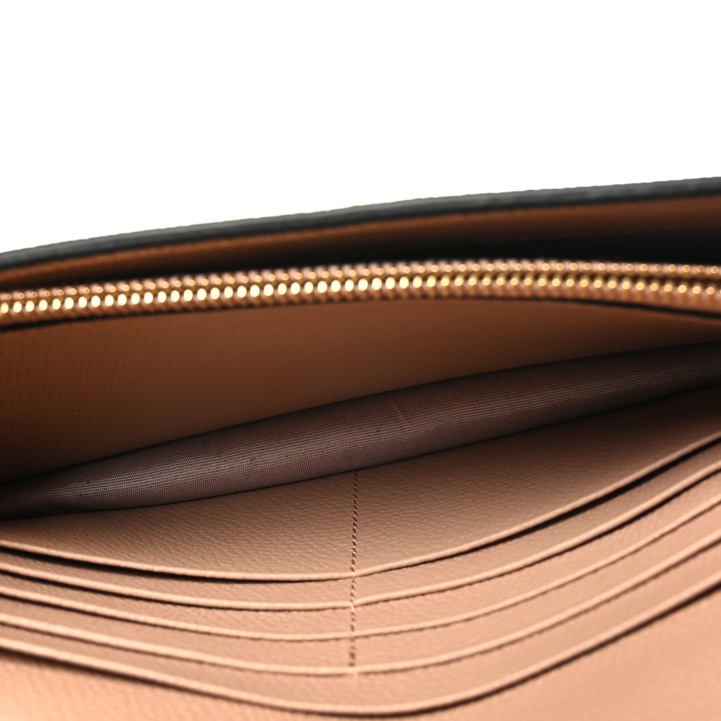 Grainy Calfskin Vlogo Wallet On Chain Rose Cannelle