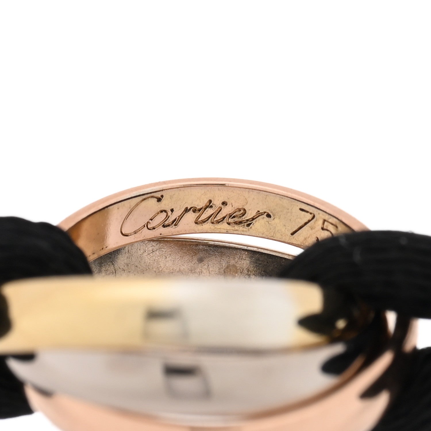Cartier 18k Pink Yellow White Gold Trinity Adjustable Cord Bracelet Black 3 of 3