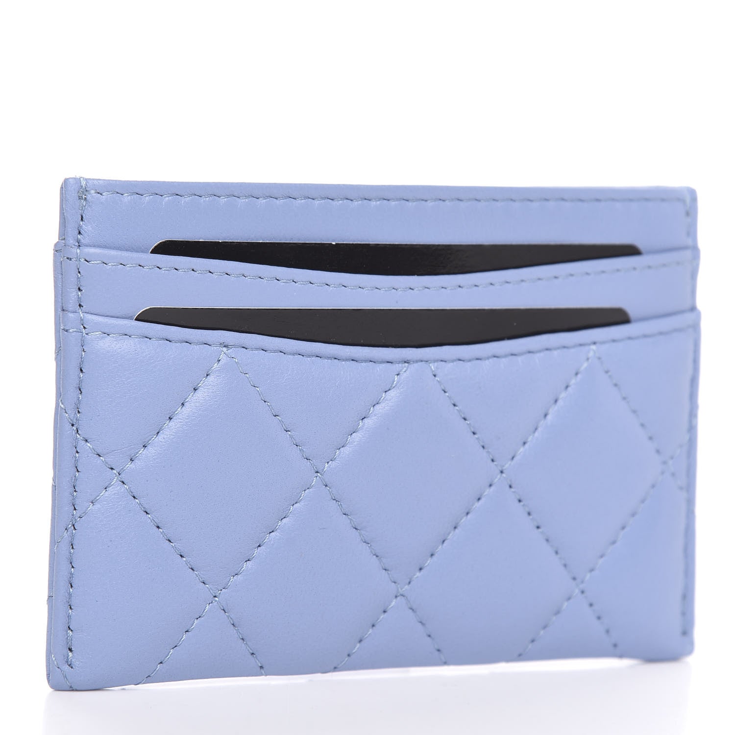 Chanel Lambskin Quilted Card Holder Light Blue 3 of 9