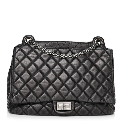 Chanel Metallic Aged Calfskin Quilted Reissue 2.55 Accordion Flap Black 1 of 9