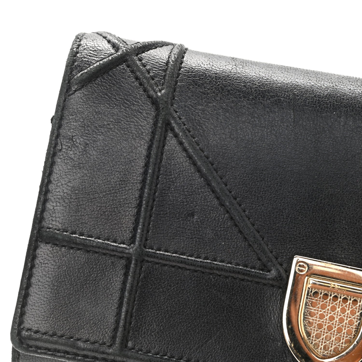 Christian Dior Grained Calfskin Diorama Wallet on Chain Pouch Black 9 of 15