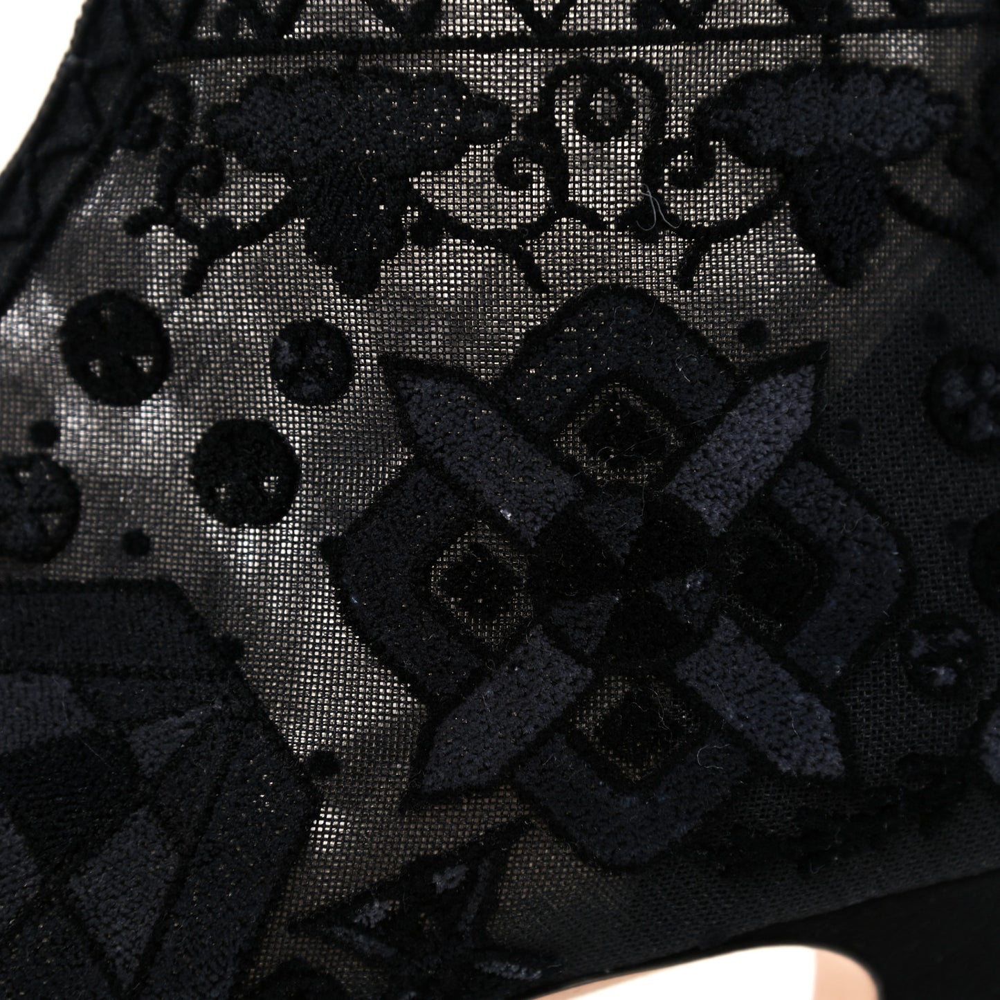 Embroidered Mesh Ankle Boot 38 Black