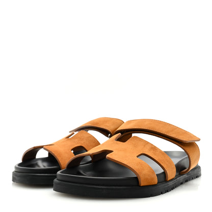 Hermes Suede Goatskin Womens Chypre Sandals 36.5 Naturel 3 of 11