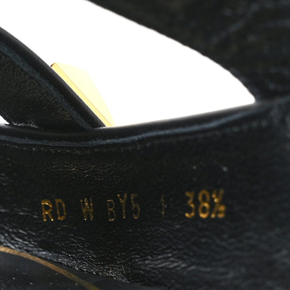 Valentino Garavani Calfskin Roman Stud Ankle Strap Flat Mules 38.5 Black 6 of 8