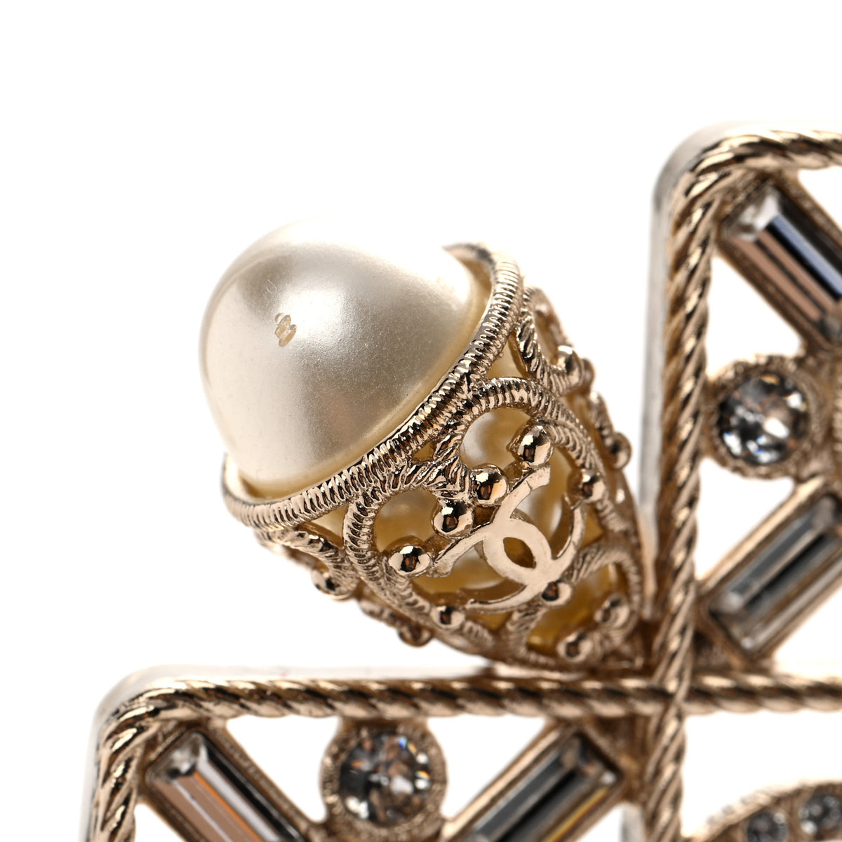 Chanel Pearl Crystal CC Long Necklace Gold 6 of 7