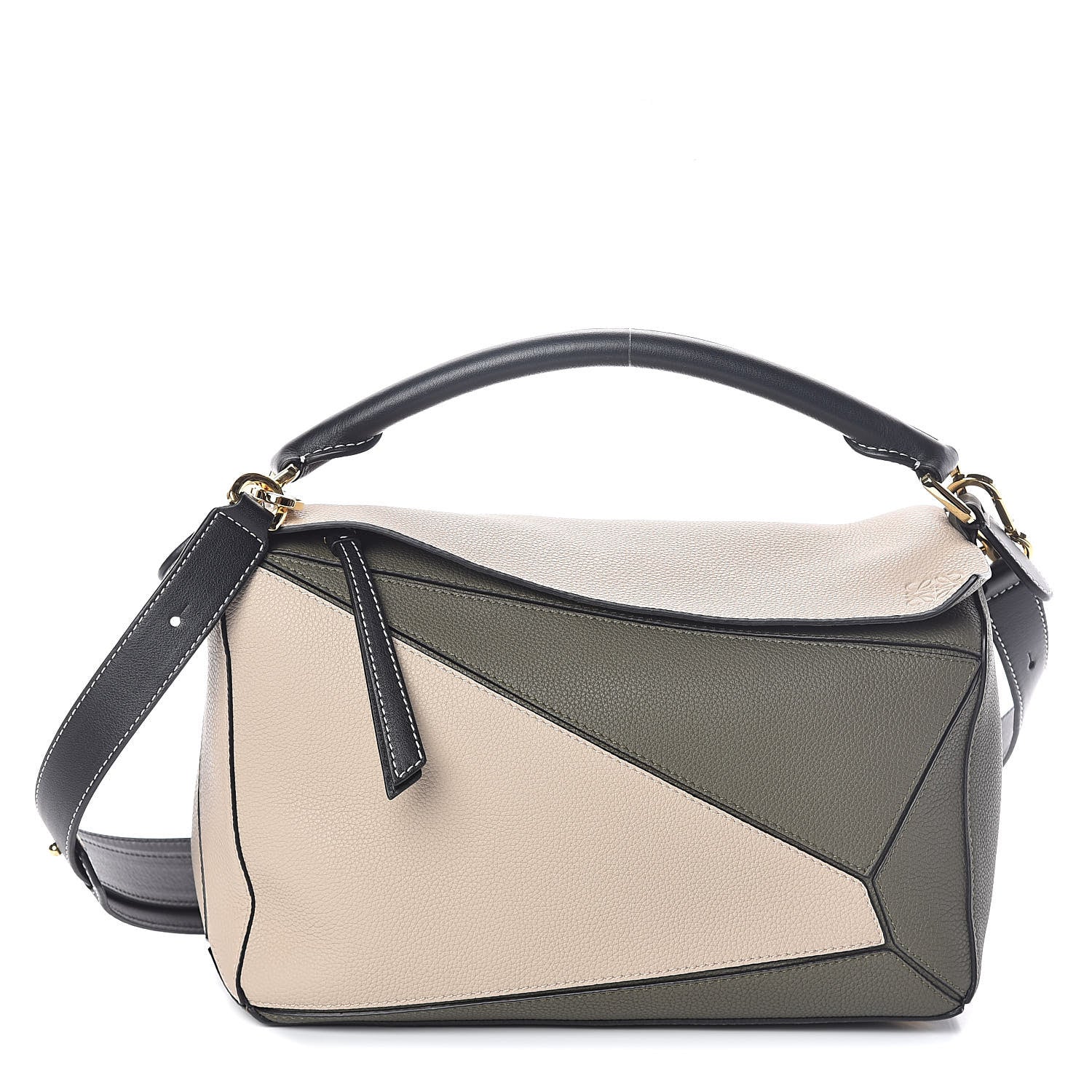 Loewe Grained Calfskin Medium Puzzle Bag Oat Khaki Green 1 of 9