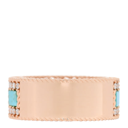 Roberto Coin 18K Rose Gold Diamond Turquoise Art Deco Ring 54 6.75 3 of 4