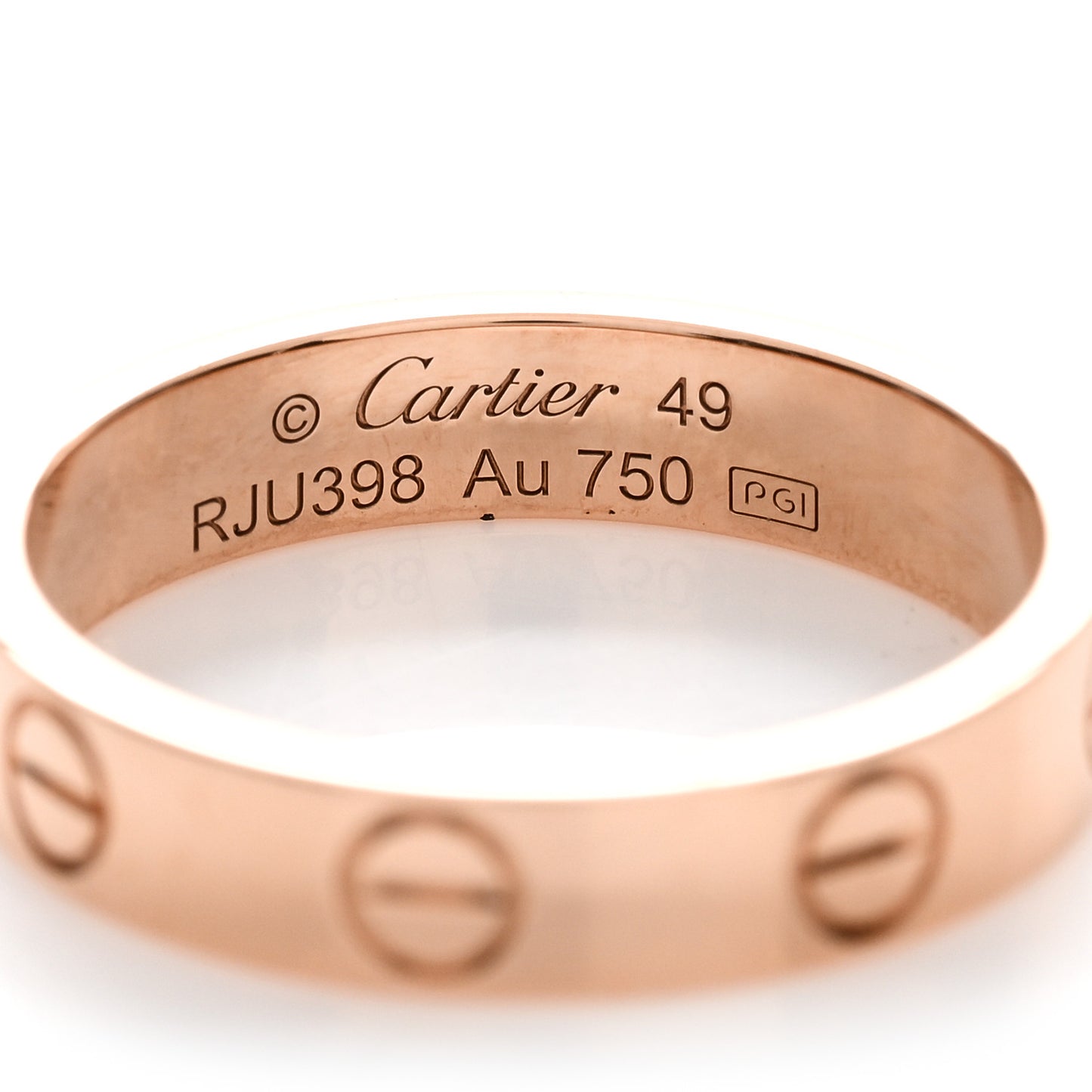 18K Pink Gold 3.5mm LOVE Wedding Band Ring 49 5
