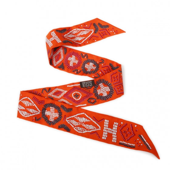 Hermes Silk Kelly en Perles Twilly Orange 4 of 7
