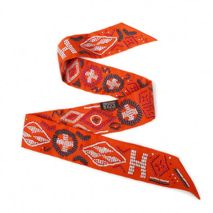 Hermes Silk Kelly en Perles Twilly Orange 4 of 7