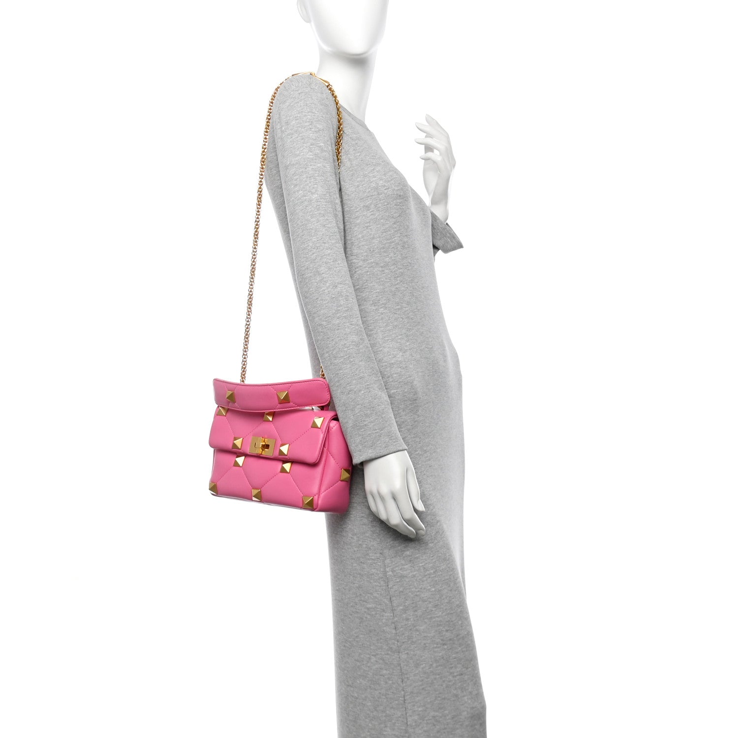 Valentino Garavani Nappa Medium Roman Stud Shoulder Bag Feminine Pink 2 of 12