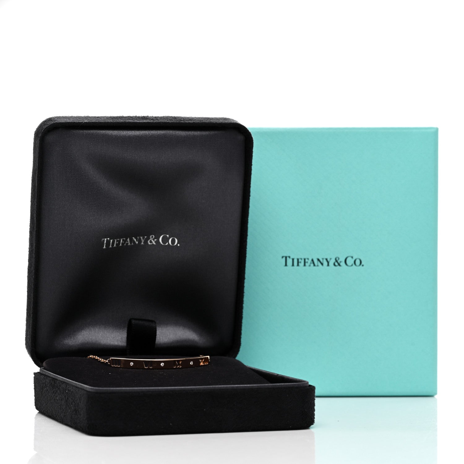 Tiffany 18K Rose Gold Diamond Atlas Bar Pierced Bracelet 5 of 5