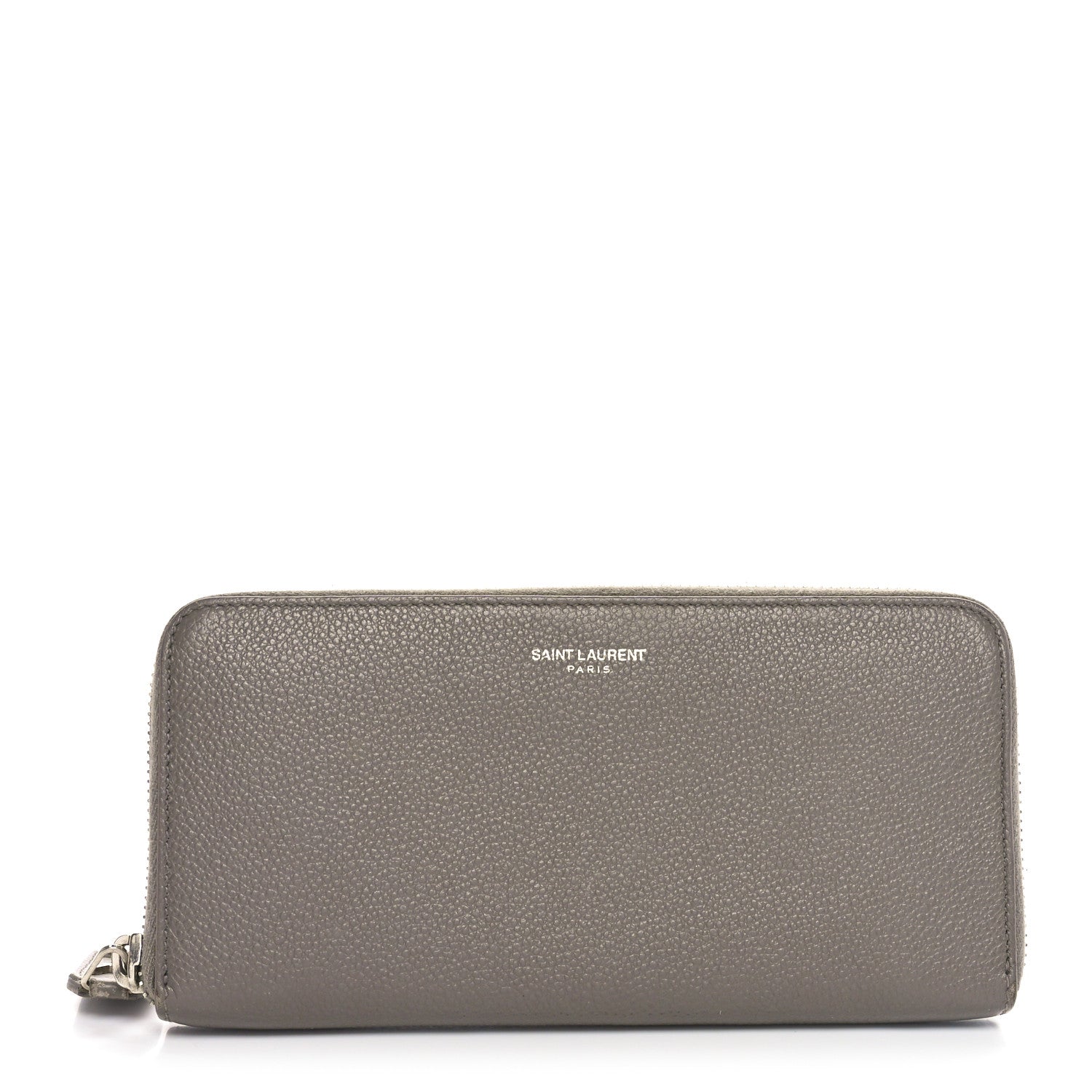 Saint Laurent Grained Calfskin Rive Gauche Zip Around Wallet Fog 1 of 9