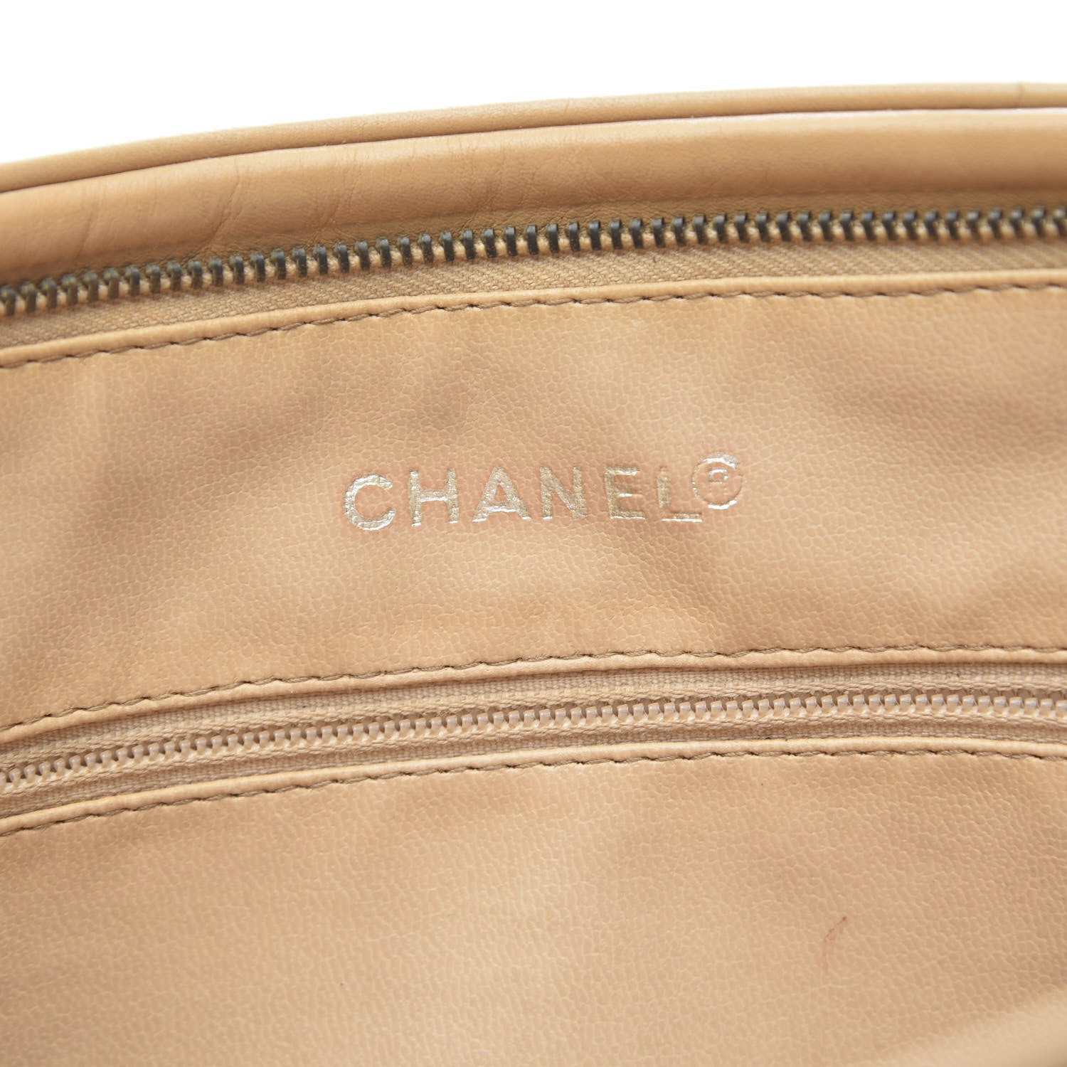 Chanel Lambskin Quilted Cosmetic Zip Pouch Beige 6 of 12