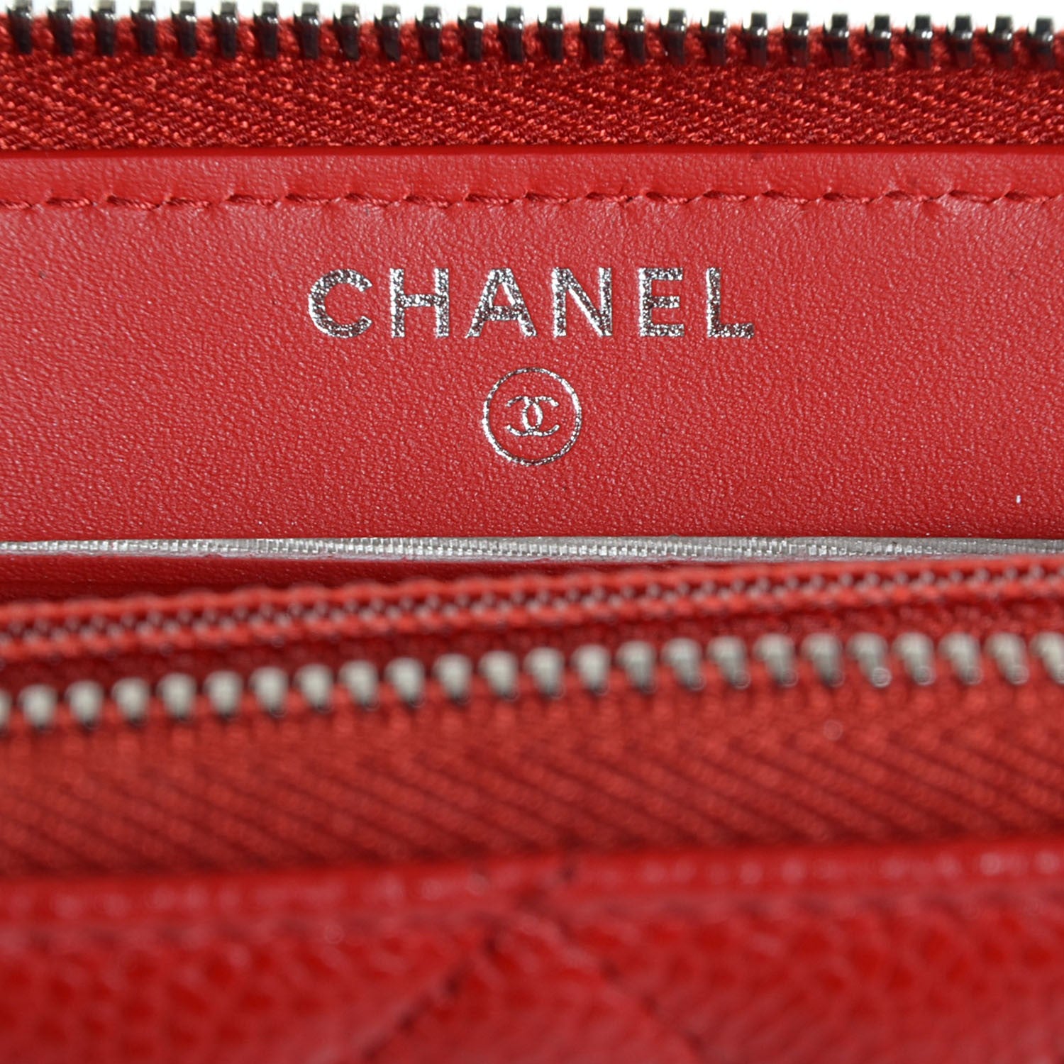 Chanel Caviar Quilted Small Zip Around Wallet Red 7 of 9