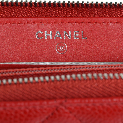Chanel Caviar Quilted Small Zip Around Wallet Red 7 of 9