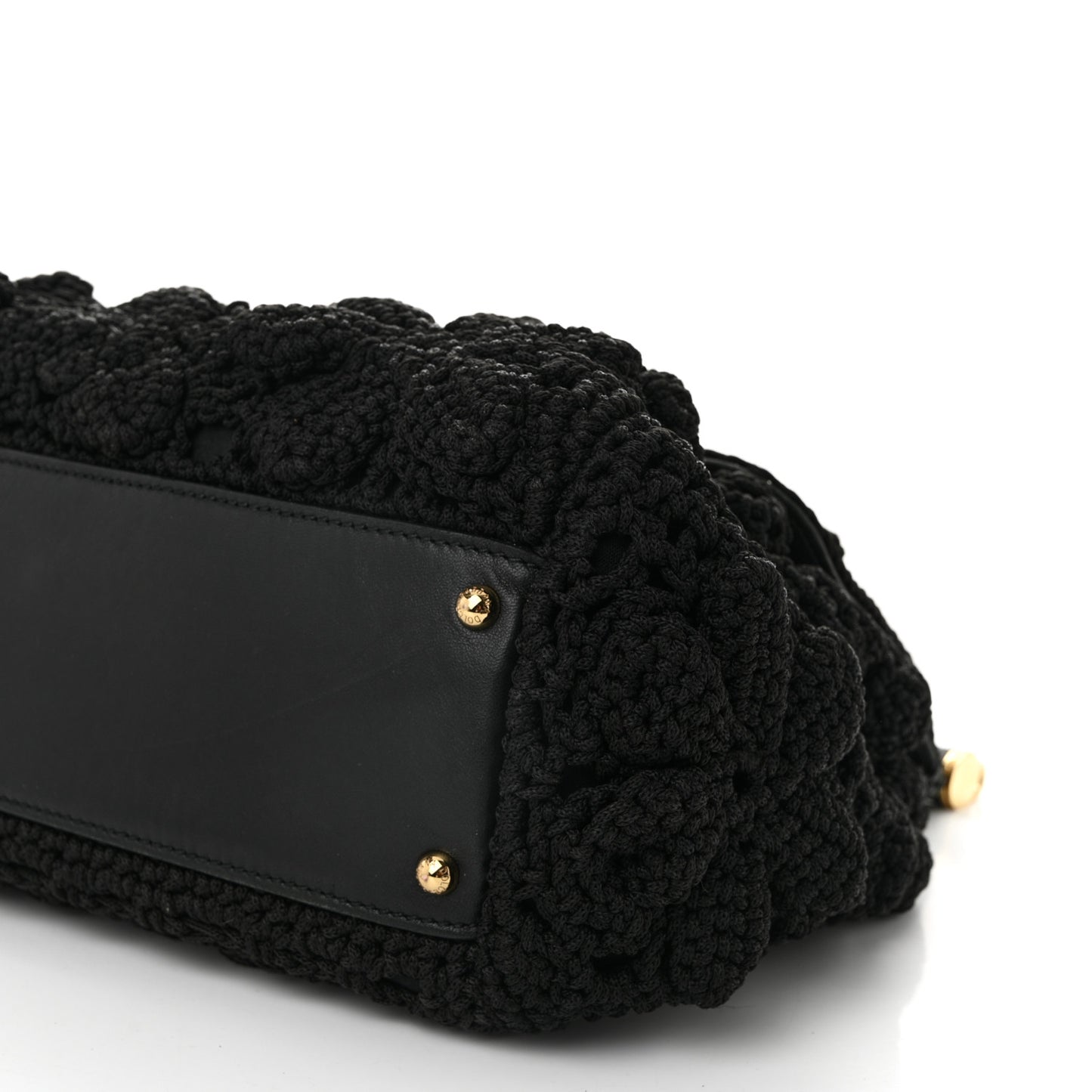 Calfskin Floral Knit Large Miss Sicily Satchel Black