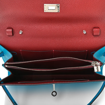 Hermes Epsom Verso Kelly Wallet To Go Bleu Frida Rouge H 4 of 7