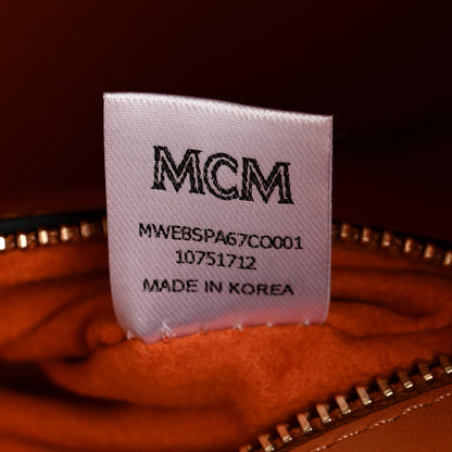 MCM Visetos Medium Patricia Pocket Satchel Cognac 6 of 9