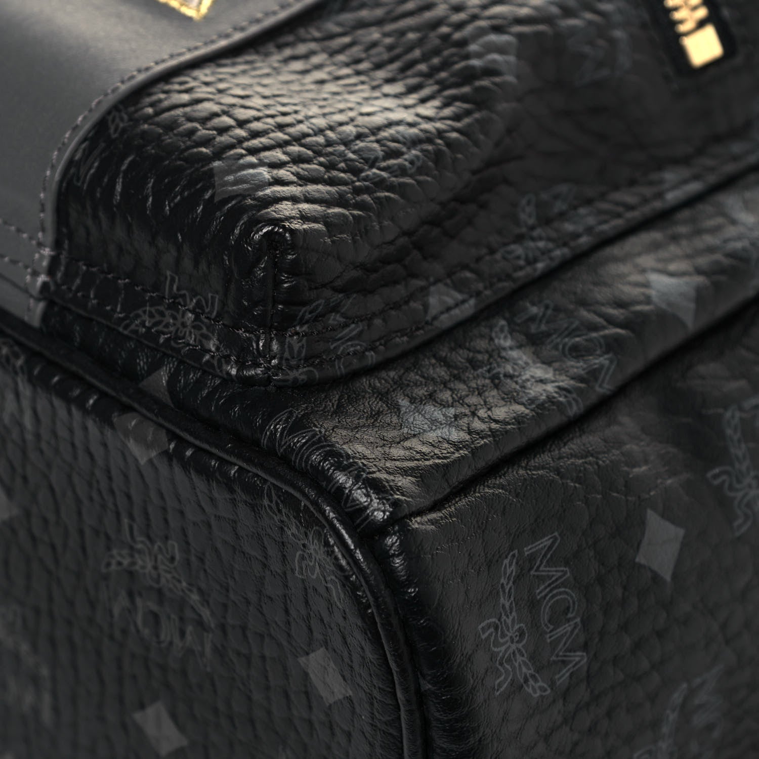 MCM Visetos Studded Small Studded Logo Stripe Backpack Black 5 of 14