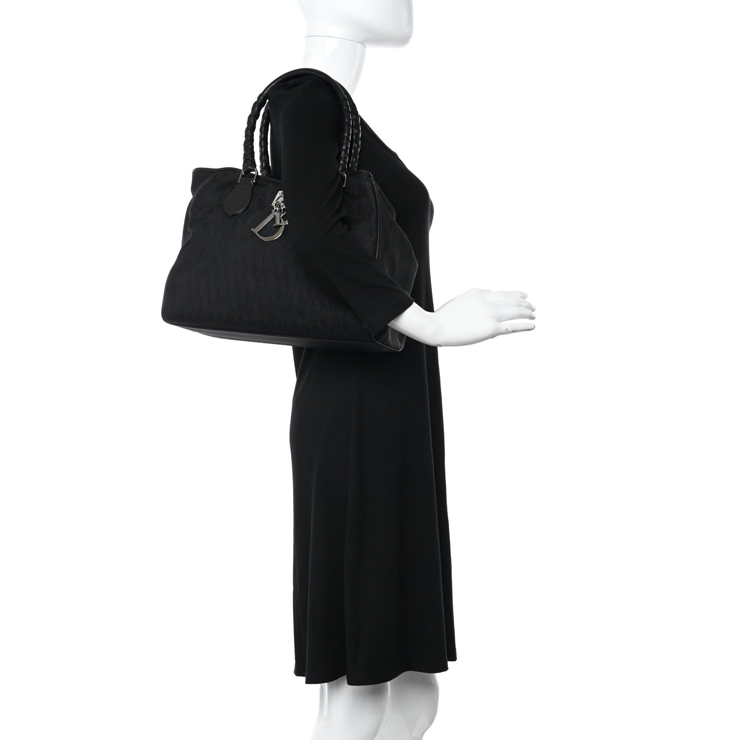 Christian Dior Nylon Monogram Medium Lovely Tote Black 2 of 9
