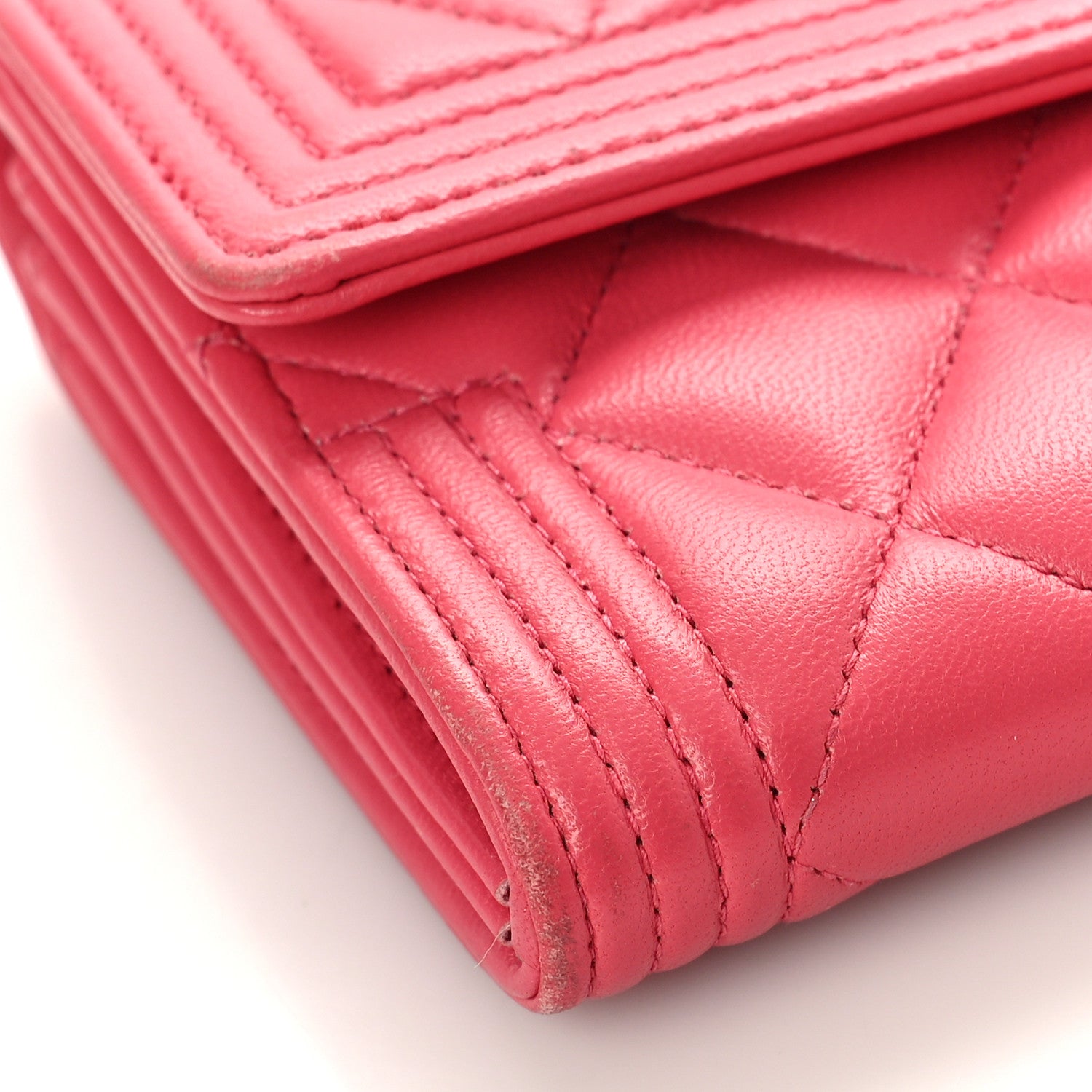 Chanel Lambskin Quilted Large Boy Gusset Flap Wallet Pink 9 of 12
