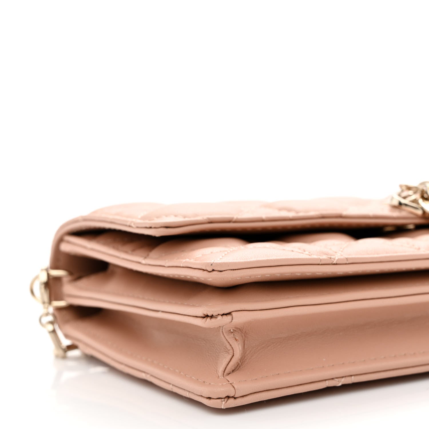 Christian Dior Lambskin Lady Dior Top Handle Clutch Caramel Beige 10 of 12