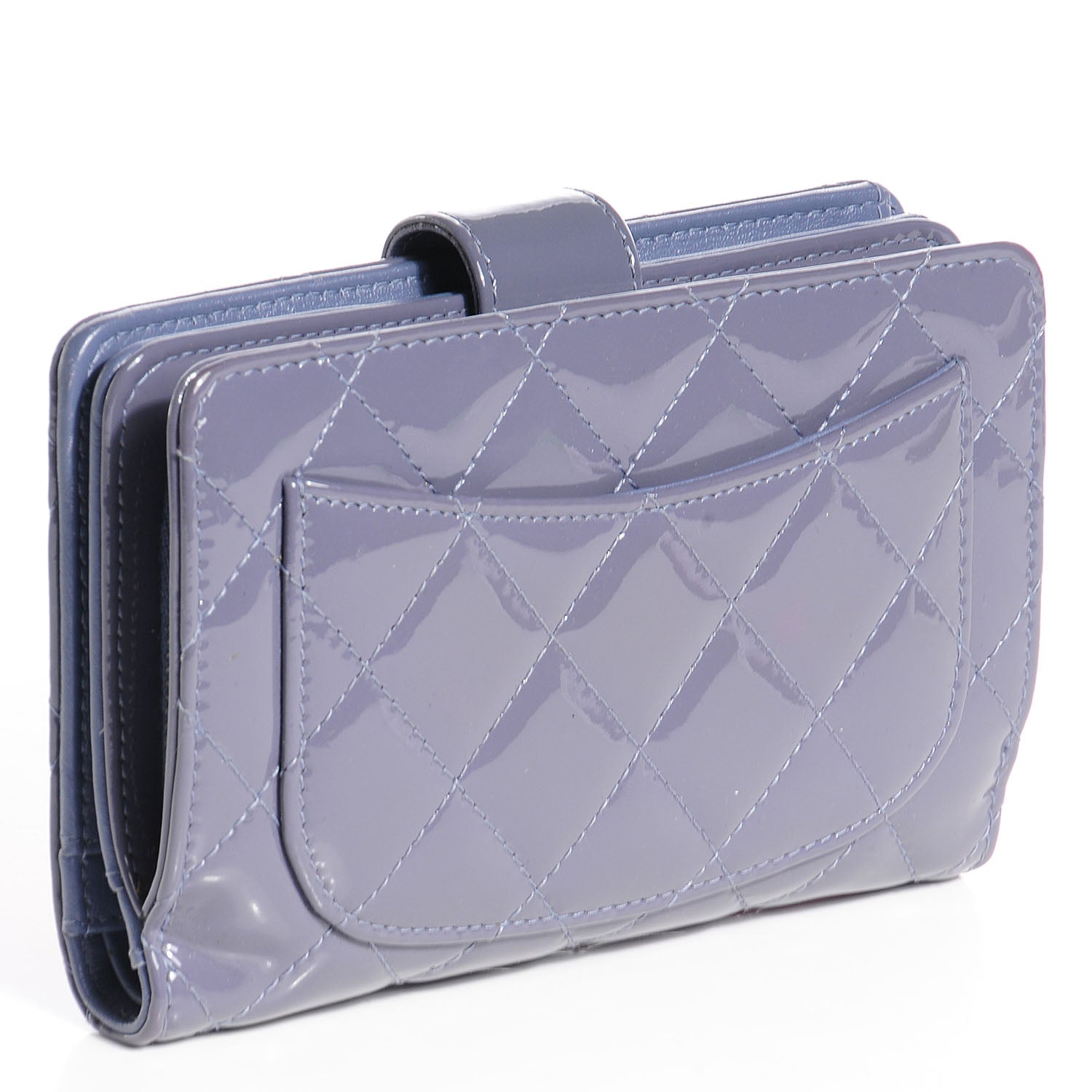 Chanel Patent Quilted Zip Pocket Wallet Light Purple 3 of 8