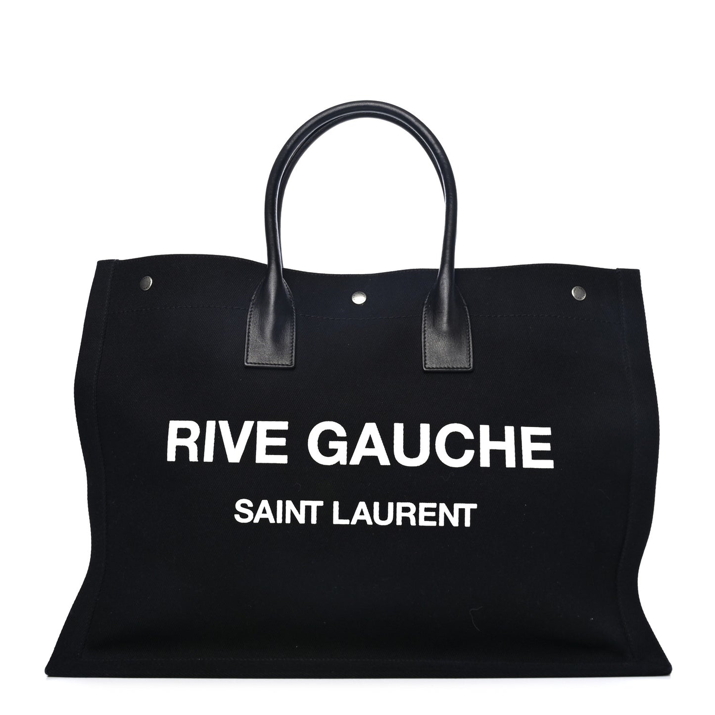 Linen Calfskin Rive Gauche Tote Black
