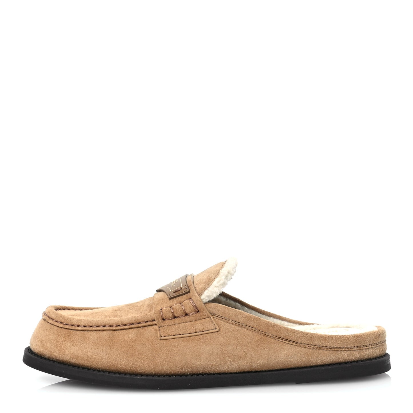 Suede Goatskin Boy Loafer Mule 38.5 Chestnut