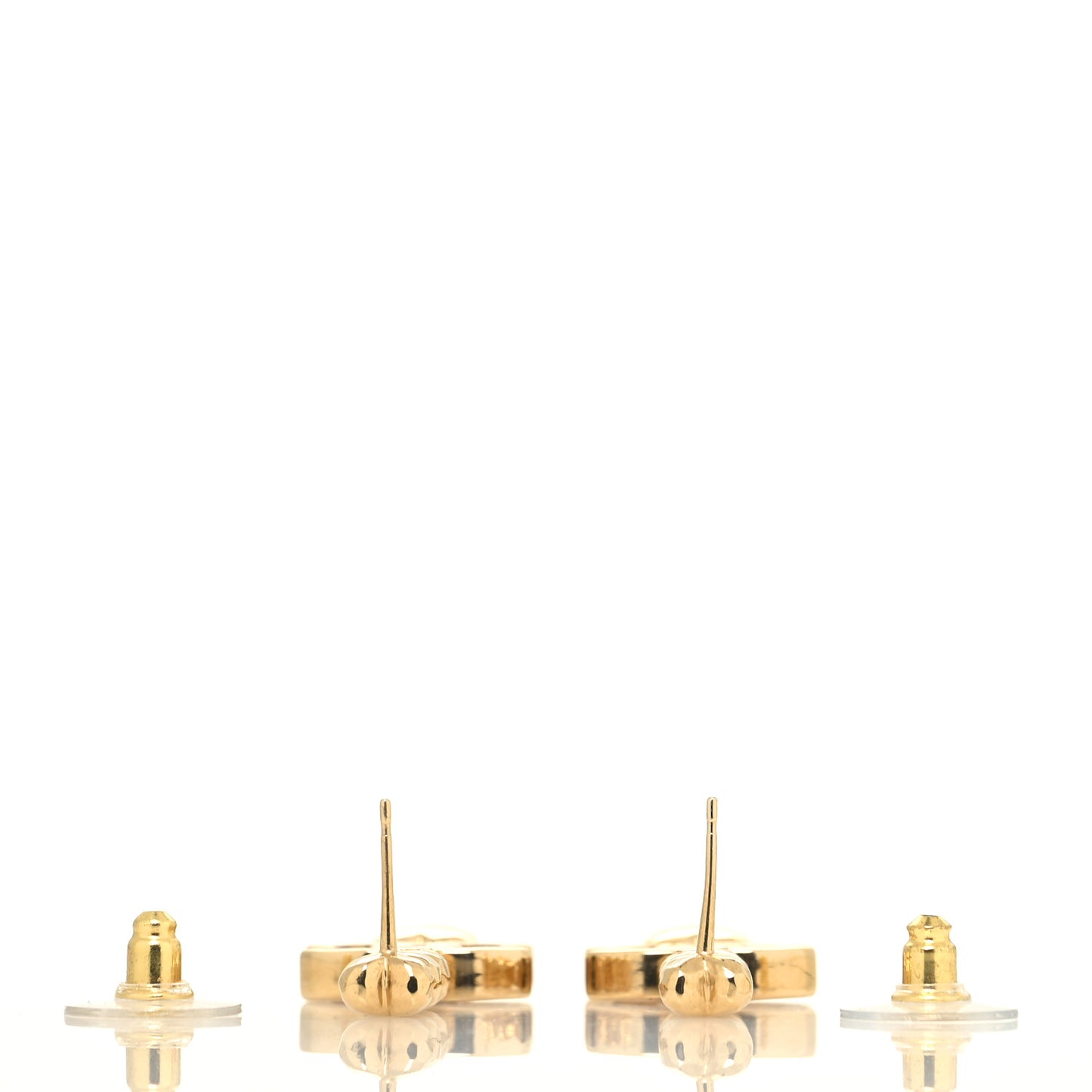 Metal Crystal CC Heart Drop Earrings Gold