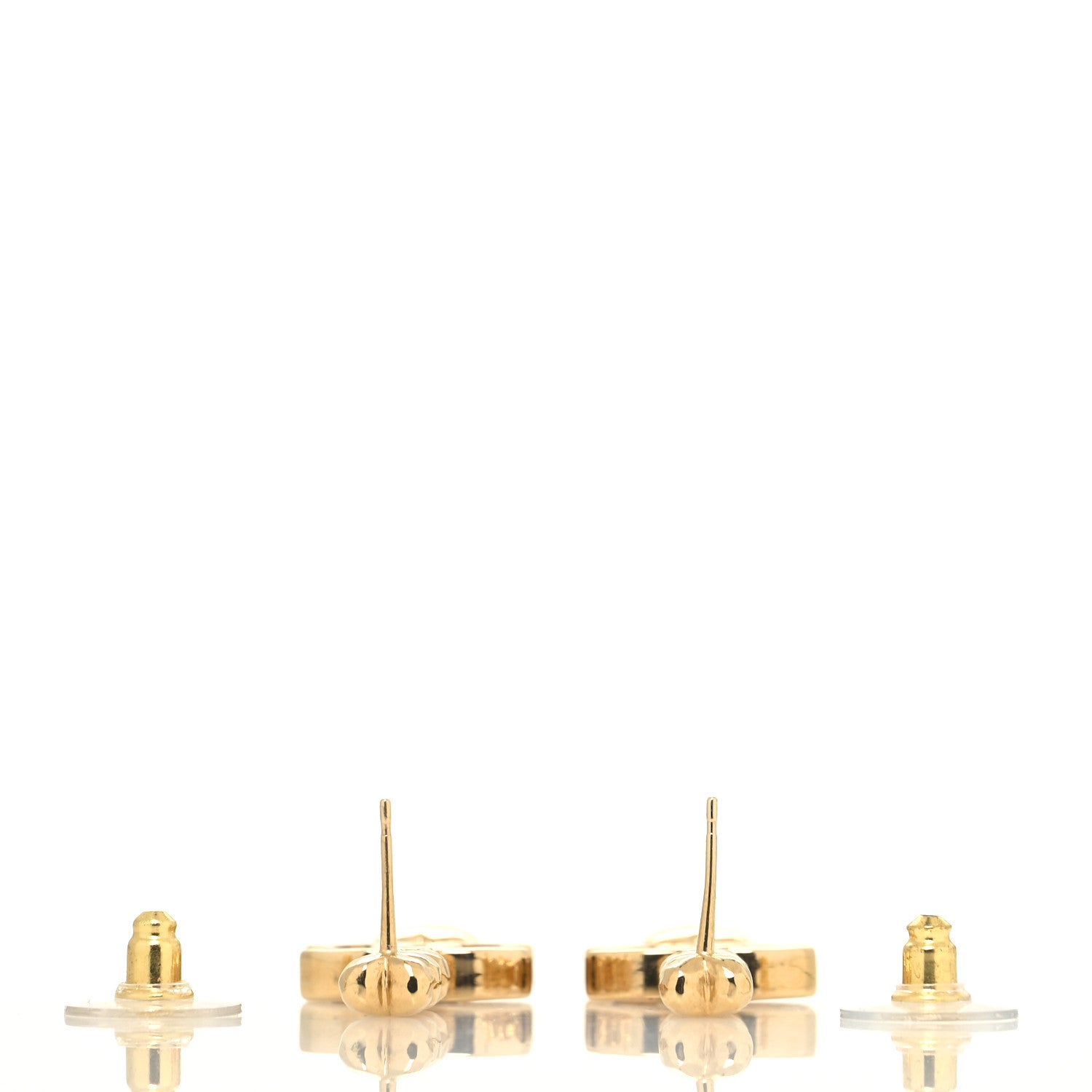 Chanel Metal Crystal CC Heart Drop Earrings Gold 3 of 4