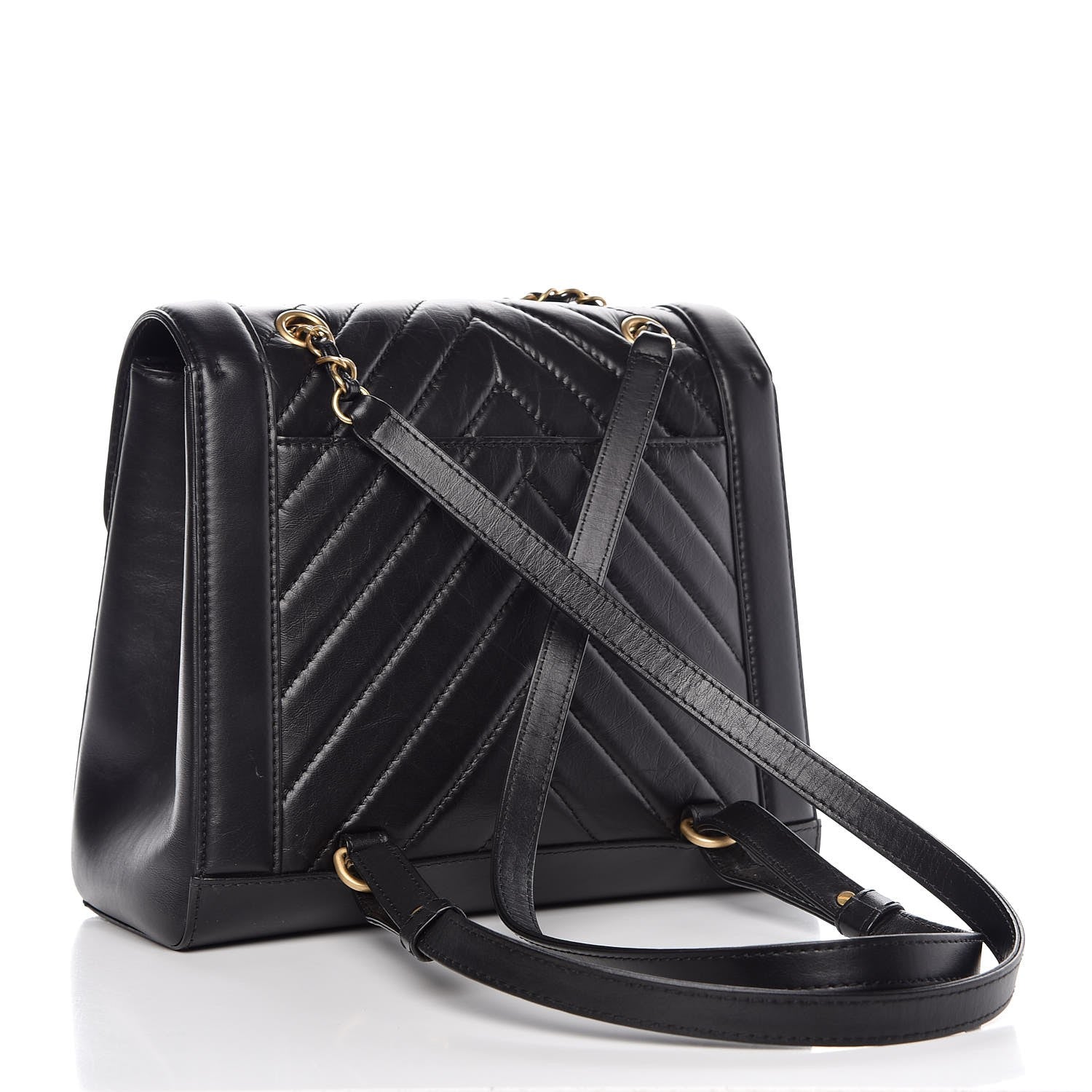 Chanel Aged Calfskin Chevron Quilted Backpack Black 3 of 7