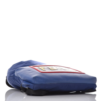 Fendi Nylon Vitello Century Vocabulary Drawstring Backpack Blue Cobalto Blue Neon Sunflower 4 of 9
