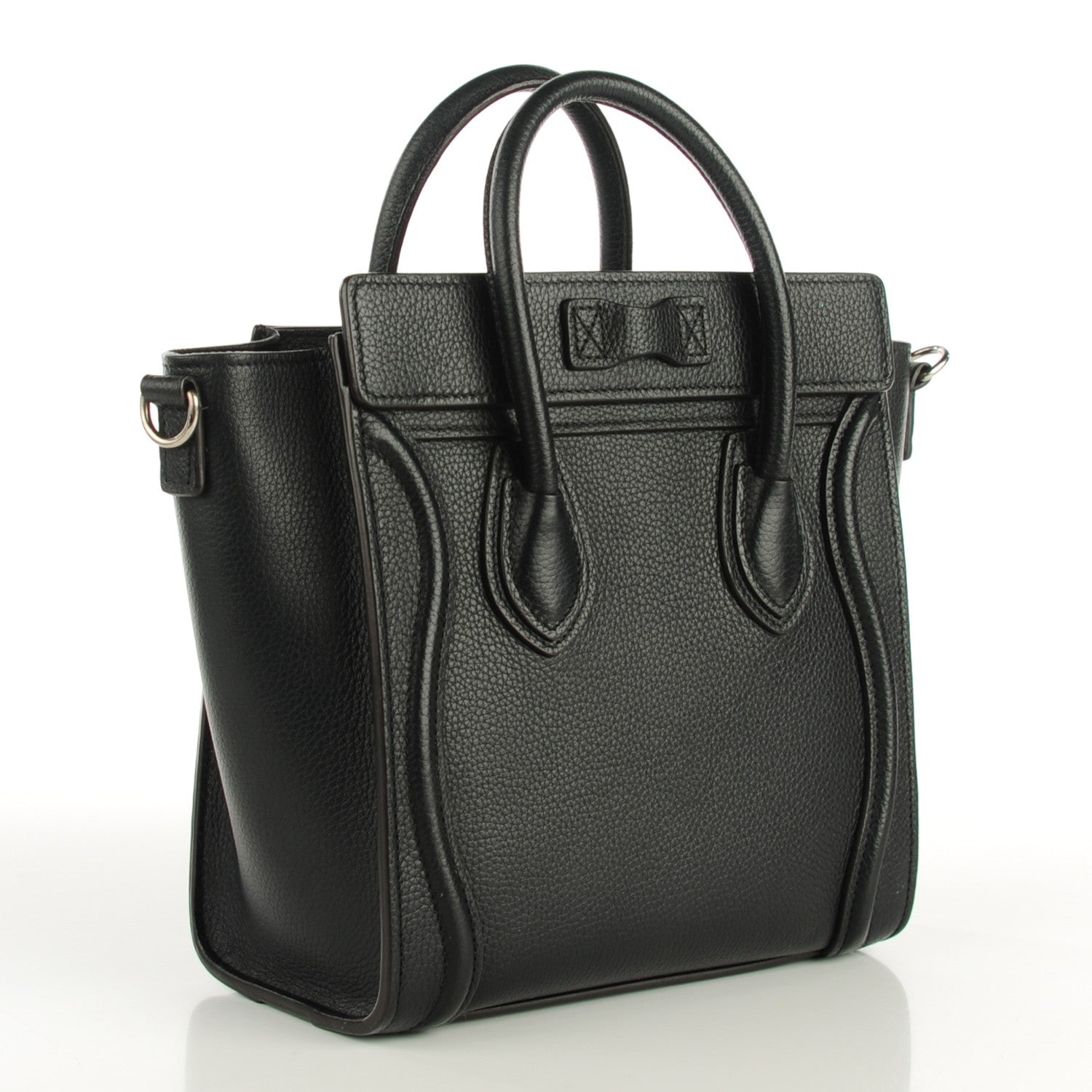 Celine Drummed Calfskin Nano Luggage Black 3 of 8