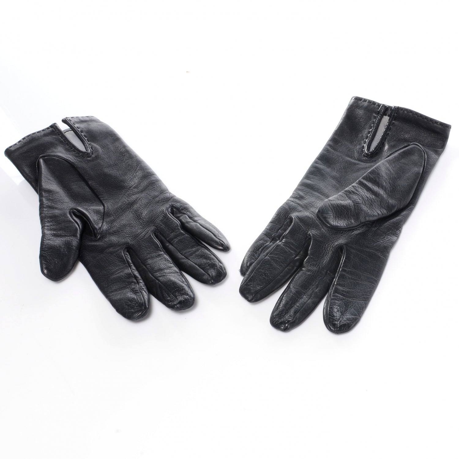 Hermes Lambskin Soya Kelly Lock Gloves Black 7.5 2 of 4