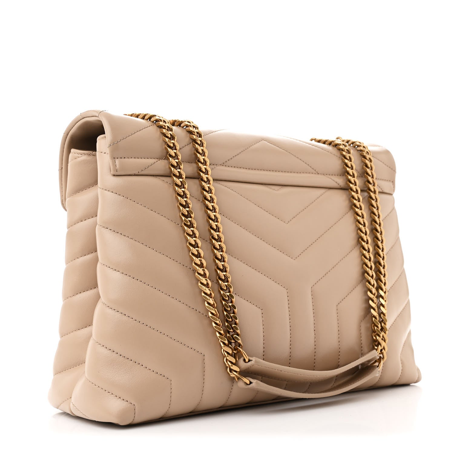 Saint Laurent Calfskin Y Quilted Monogram Medium Loulou Chain Satchel Dark Beige 3 of 12